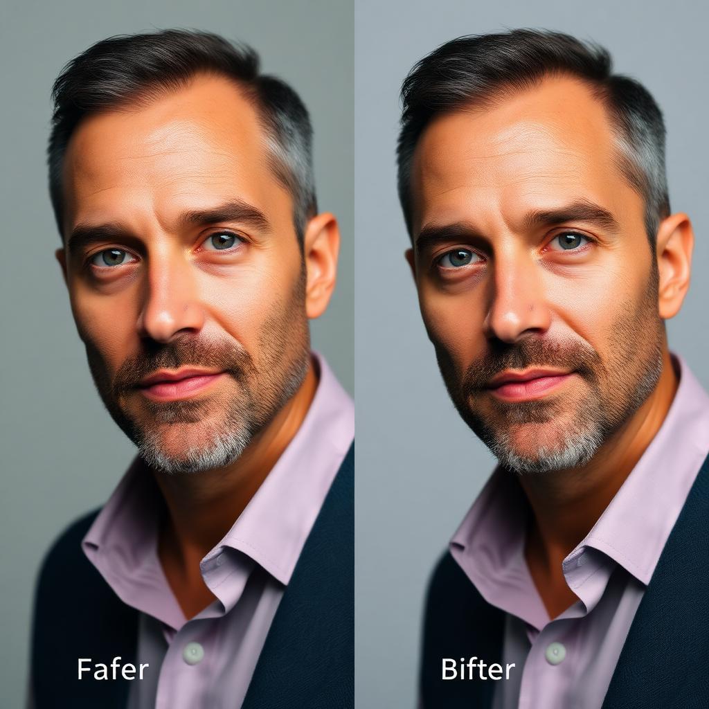 Before and after retouching sample